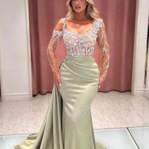 Simple Mermaid Evening Dresses With Crystals Strapless Special Occasion Dresses For Women Vestidos De Fiesta Wedding Party Dress