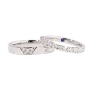 V-Diamond whole 100% 18K/14K/10K Gold & PT950 Platinum Couple Rings, Original Design Wedding/Engagement Gift