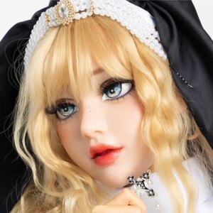 (The Nun) Crossdressing Full Head Silicone Cosplay Kigurumi Male To Female Mask With Fake Eyes Transgender Drag Queen
