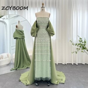 Elegant Strapless Appliques Sequined Off the Shoulder A-line 2025 Evening Dresses for Women Court Train Party Dresses Prom Dress