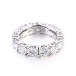 Provence 10K/14K/18K Moissanite Wedding Band for Women Round Cut D Color VVS1 Full Eternity Rings Brilliant Cut Statement Rings