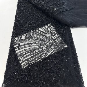 Luxury Fashion Design Handmade Embroidery Beads Net Lace With Sequin for Making Wedding or Evening Dress, High Quality ShiT