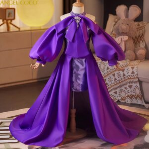 Fashion Purple Beauty Contest Tiered Satin Flower Children Dresses Luxury Kids Birthday Party Prom Gowns for Girl Evening Dress