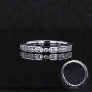 Hot Sale14K Soild White Gold Ring 1.6mm Round Brilliant Cut Moissanite Eternity Rings Anniversary Band Engagement Gift For Women