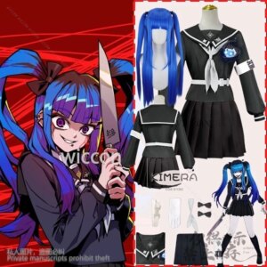 Anime Cosplay Anime Game The Hundred Cosplay Amemiya Darumi Costume JK School Uniform Sailor Dress Horror Jirai Kei Girls Wigs C