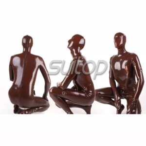 Men’s Suitop 0.6MM THICKNESS  heavy latex full cover zentai with hand bag zip and D ring