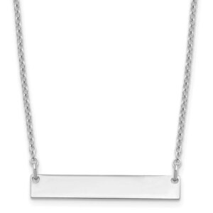 Sterling Silver Rhodiumplated Small Blank Bar Necklace