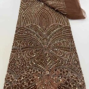Classic Nigerian Heavy Handmade Beads Tulle Lace Fabric 2025 African Luxury Sequins Lace Fabric For Women Evening Cloth XC