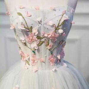 Fancy Prom Dress Short Floral Embroidery Applique with Beads 2025 Party Dress High Quality