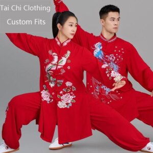 Red Tai Ji Suit Female 2025 New Spring and Autumn Fengfeng Men’s Exercise Clothing