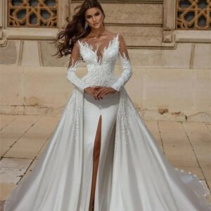 Sexy Backless Bridal Dress 2024 Elegant Beaded Wedding Dress Romantic A-line Floor-length Dress Customized Vestidos De Novia