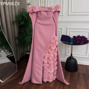 Customized Evening Dress Party Occasion Women Prom Gown YPMWZX Off-the-shoulder A-line Floor Length Skirts Applique 3D Flower Be