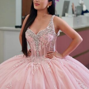 Customized Shiny Pink Off Shoulder Quinceanera Dress Tull sequin applique crystal 3D flower vestidos de 15 Quinceanera