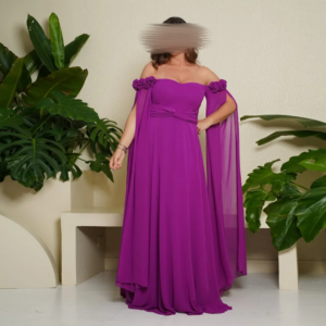 Customized Sweetheart Evening Dresses Off The Shoulder A-Line Long Prom Gown Simple Floor-Length Sweep Train Chiffon Dress