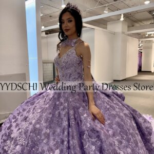 Mexico 2025 Quinceanera Dresses Corset Ruffle Sweetheart Wedding Dress Elegant Ball Gown Party Dresses Flower Luxury Shiny Pink