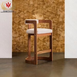 HJ HOME Light Luxury Curved Backrest Zuma Bar Stools With Fabric Seat For Kitchen Counter Height Stools Modern Seating