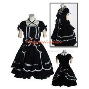 fondcosplay sissy maid Gothic Lolita Punk Fashion black cotton Dress Sweet Cosplay Costume CD/TV[CK1054]