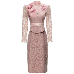 2024 Lace Bride Mom Dress High Neck Knee Length Short Wedding Mom Dress