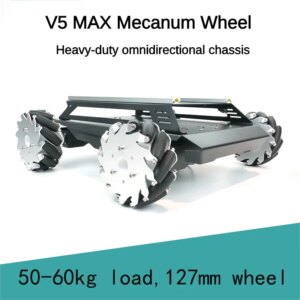 50-80kg Load Heavy Duty Metal Car Chassis 127/152mm Mecanum Wheel Trolley Omnidirectional V5Max Robot for Arduino Robot DIY Kit