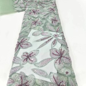 Luxurious African Beaded Net Mesh Lace Fabric For Nigerian Wedding Party Dress 2024 Beads Embroidery Sequins French Tulle Lace