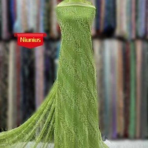 5Yards 2025Latest Best Quality Luxurious Elegant Soft Mesh lace With Stones Fabric For Wedding Evening Dresses NN7875_R
