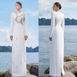 Little Daisy Customized Flower Beading Sequined Straight Scoop Neck Long Dresses Bespoke Occasion Dresses Fashion