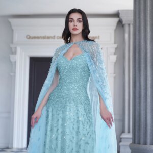 Alice CollectionPro Luxury Dubai Evening Dresses Gown with Cape 2025 Women Wedding Party Dress for Formal Occasion Customized