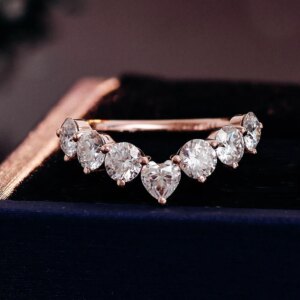 Provence Heart Wedding band Solid Gold DEF/VS Lab Diamond Minimalist Engagement band Cocktail ring Tail Ring Fine Jewelry Custom