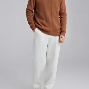 New winter men’s business leisure home warm round neck solid color cashmere sweater