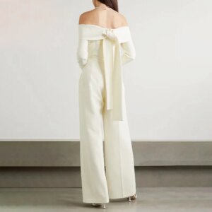 New Muse Fan One-word Collar Jumpsuit Temperament Socialite High Waist Thin Drape Wide Leg Trousers