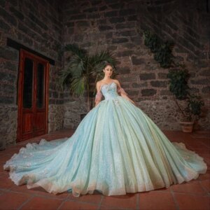 2025 Sparkly Mint Green Sweetheart Off The Shoulder Quinceanera Dresses Ball Gown Princess Dress vestidos 15 de quinceañera