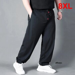 Summer Cool Pants Men Stretch Jogger Plus Size 8XL Fashion Casual Elastic Waist Male Big Aflczyu Bottom