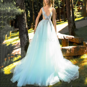 Elegant Formal A-Line Prom Dresses Deep V-Neck Appliques Sleeveless Floor Length High Quality For Banquet Evening Party Gowns