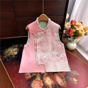 New Chinese brocade waistcoat feminine temperament elegant national style oblique clip
