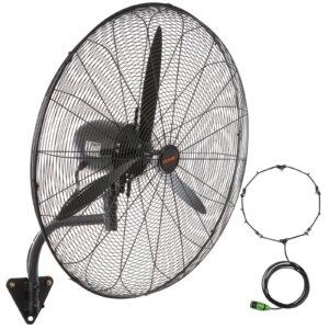 VEVOR 4 Sizes Wall-Mount Misting Fan 3-speed IP44 Waterproof Oscillating Wall Fan Max. 9500 CFM Wall Mounted Fan for Home