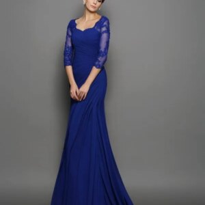 Royal Blue Mother Of The Bride Dresses Mermaid 3/4 Sleeves Appliques Plus Size Long Groom Mother Dresses For Wedding Customized
