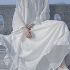 White Antique Style Dress Women’s 2024 Summer New Zen National Clothing Laid-Back Camisole Long