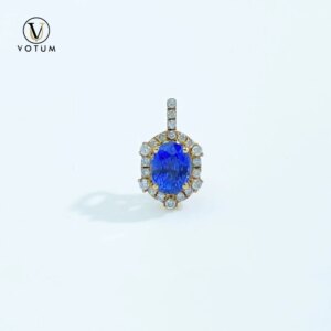 Votum Au750 Real Cornflower Sapphire Stone Diamonds Pendant Charm for Necklace 18K Gold Luxury Blue Gemstone Custom Fine Jewery