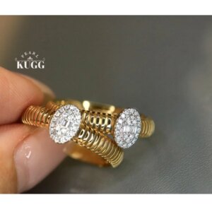 KUGG 100% 18K White/Yellow Gold Rings Fashion Oval Shape Real Natural Diamond Engagement Ring for Women High Wedding Jewelry