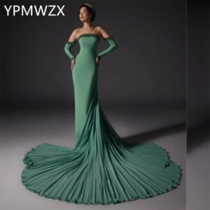 Customized Evening Dress Women Prom Gown Formal YPMWZX Strapless Column Floor Length Skirts Vertically Bespoke Occasion Dresses