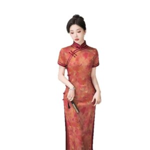 Cheongsam new Chinese female sense of daily national style dress temperament long