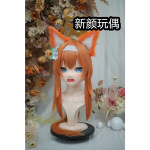 Customize Character Female/Girl Resin Kig Full Head With Lock Anime Cosplay Japanese Anime Kigurumi Mask