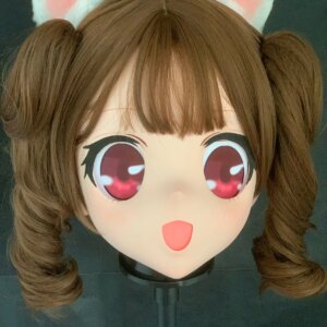Customize Character Female/Girl Resin Kig Full Head With Lock Anime Cosplay Japanese Anime Kigurumi Mask