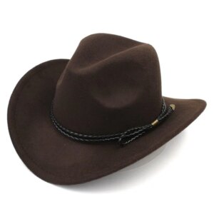 Braided cord wool with large eaves and wide brims warm cowboy hats for men women