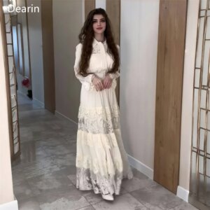 Customized Formal Gown Women Evening Dearin Scoop Neckline A-line Floor Length Skirts Layered Draped Tulle Bespoke Occasion Dres