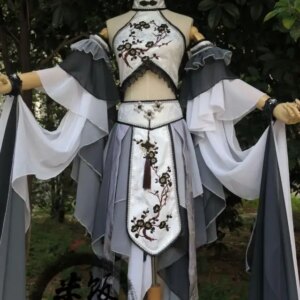 Ancient Costume Koi Fish Black And White Gradient Dance Clothes Ink Blue And White Midriff-baring Cos Cosplay Halloween