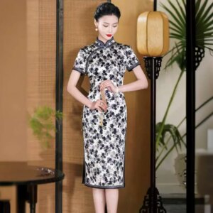 High Quality High-End Real Silk Cheongsam Qipao 2024 New Summer Women’s Daily Retro Improved Chinese National Style Dress