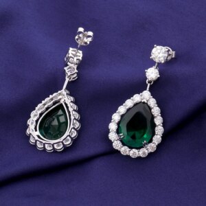 Provence custom 10K/14K gold pear zambia lab emerald stud earrings luxury Wedding Party gemstone diamond earring Jewelry Gift