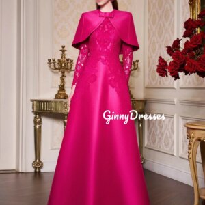 Customized Dresses For Prom A-Line Scoop Neckline Floor-Length Lace Luxury Evening Dresses Long Sleeves Wedding Party Dress