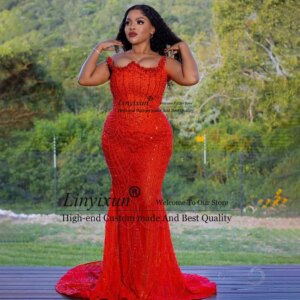 Sparkly Glitter Prom Dresses for Women Crystal Mermaid Wedding Party Gowns Customized Sleeveless Beading vestidos de gala